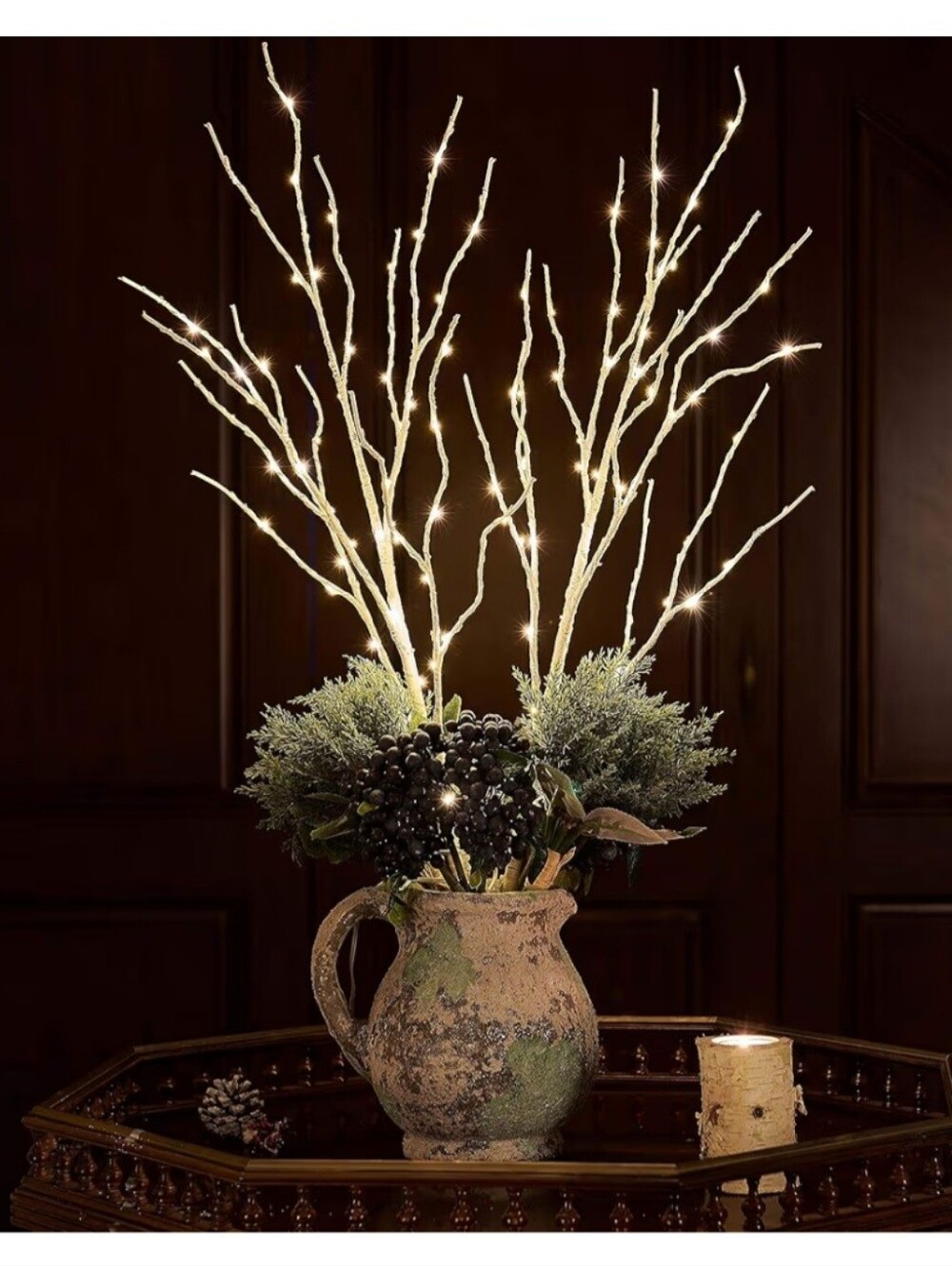 Warm White LED Branches Holiday Arrangement - Home Holiday. NEW.